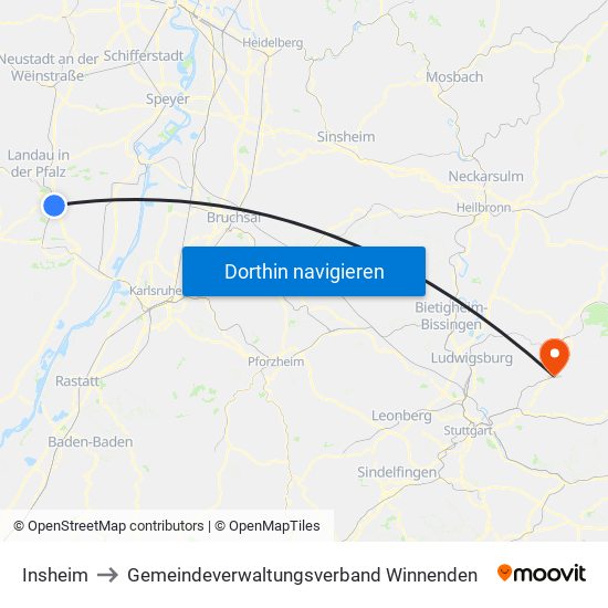 Insheim to Gemeindeverwaltungsverband Winnenden map