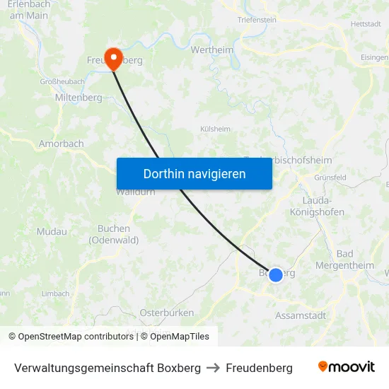Verwaltungsgemeinschaft Boxberg to Freudenberg map