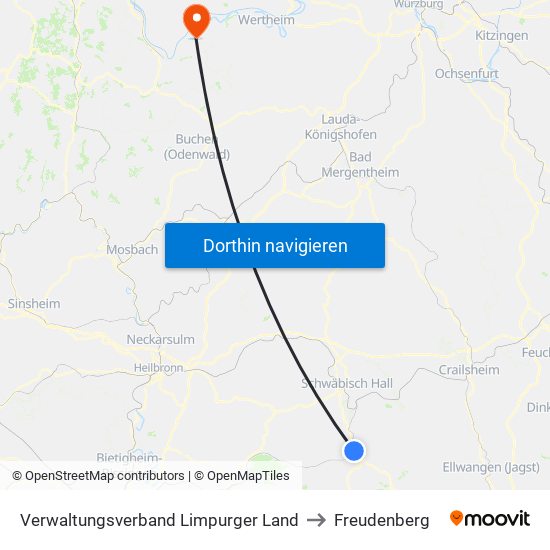 Verwaltungsverband Limpurger Land to Freudenberg map