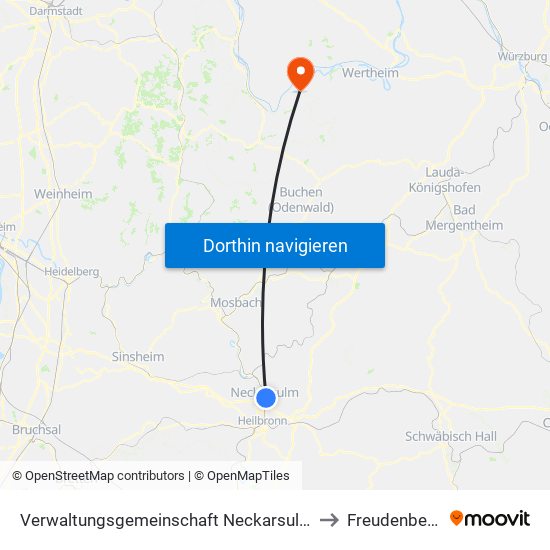 Verwaltungsgemeinschaft Neckarsulm to Freudenberg map