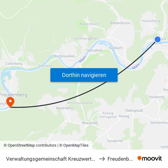Verwaltungsgemeinschaft Kreuzwertheim to Freudenberg map