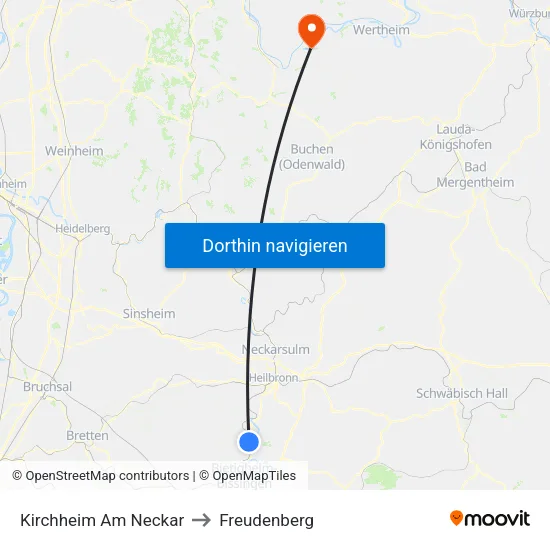 Kirchheim Am Neckar to Freudenberg map