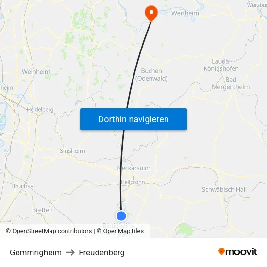 Gemmrigheim to Freudenberg map