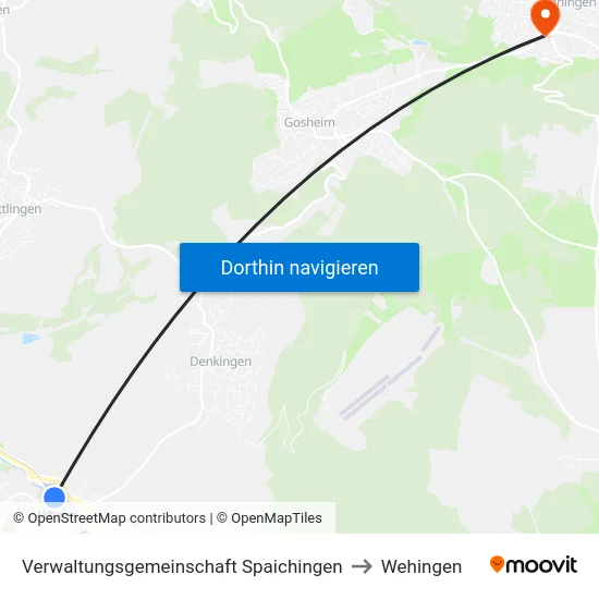 Verwaltungsgemeinschaft Spaichingen to Wehingen map