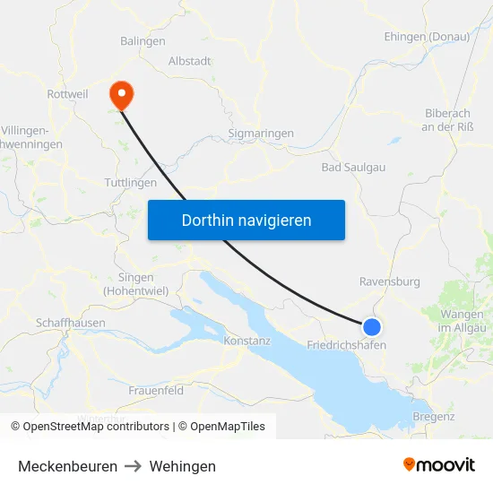 Meckenbeuren to Wehingen map