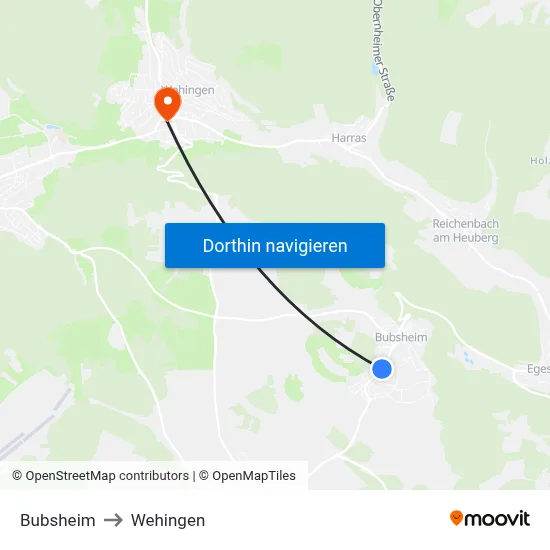 Bubsheim to Wehingen map