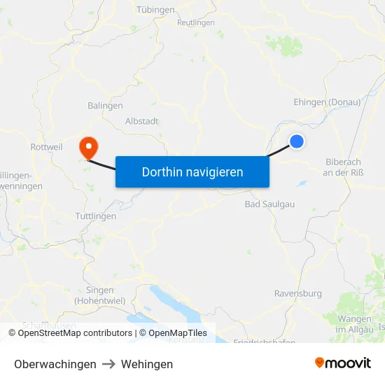 Oberwachingen to Wehingen map