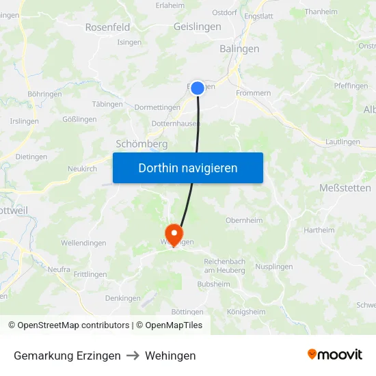 Gemarkung Erzingen to Wehingen map