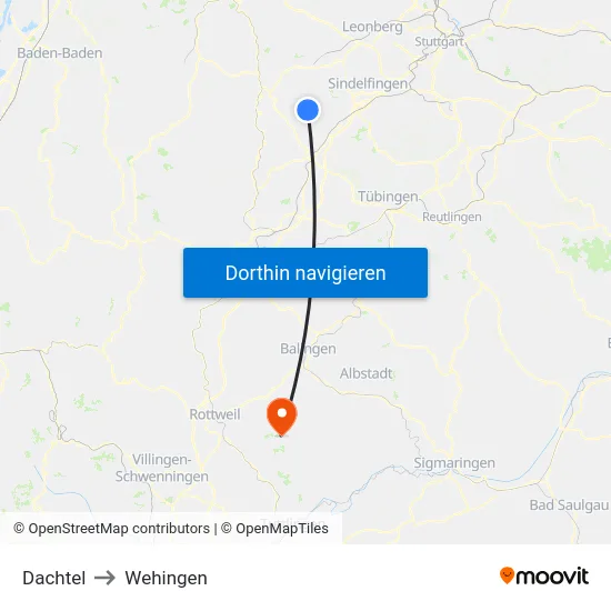 Dachtel to Wehingen map