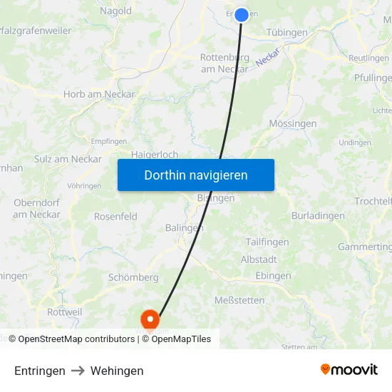 Entringen to Wehingen map