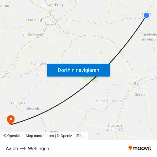 Aalen to Wehingen map