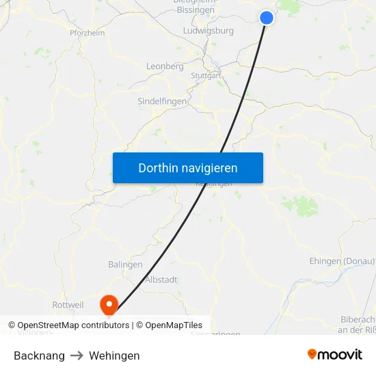 Backnang to Wehingen map