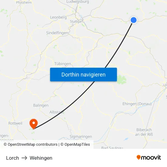 Lorch to Wehingen map