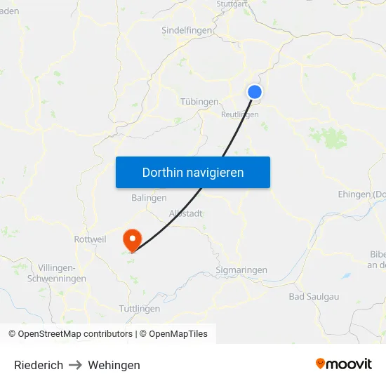 Riederich to Wehingen map
