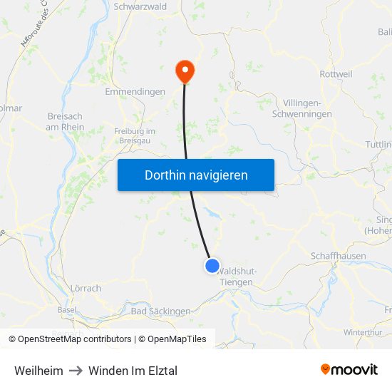 Weilheim to Winden Im Elztal map