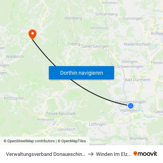 Verwaltungsverband Donaueschingen to Winden Im Elztal map