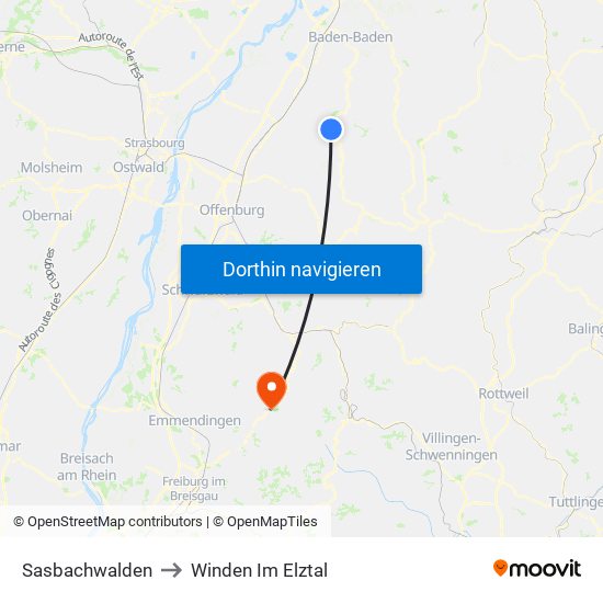 Sasbachwalden to Winden Im Elztal map