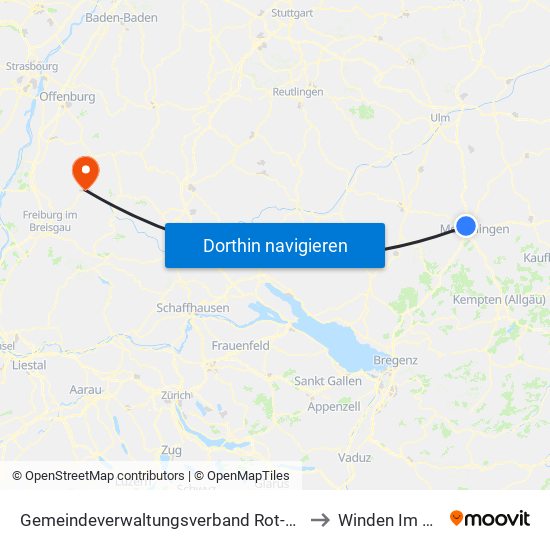Gemeindeverwaltungsverband Rot-Tannheim to Winden Im Elztal map
