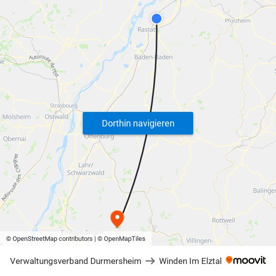 Verwaltungsverband Durmersheim to Winden Im Elztal map