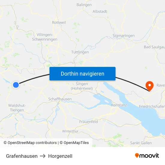 Grafenhausen to Horgenzell map