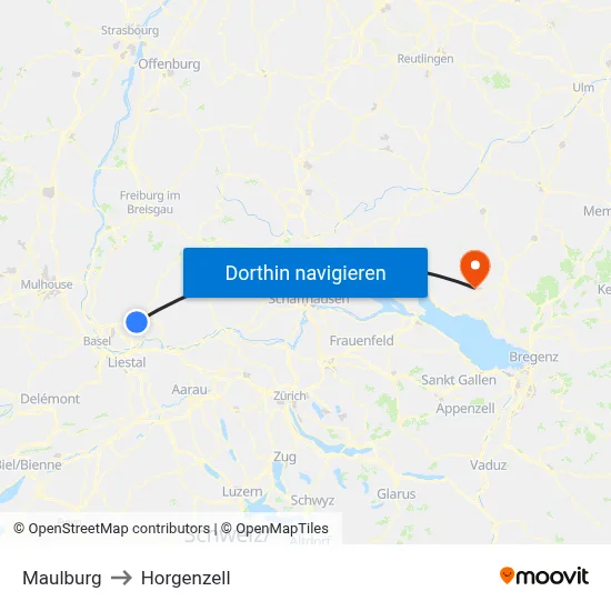 Maulburg to Horgenzell map