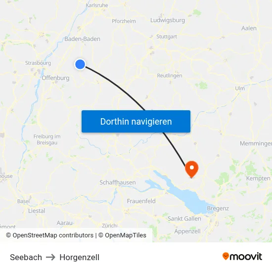 Seebach to Horgenzell map