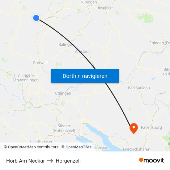Horb Am Neckar to Horgenzell map