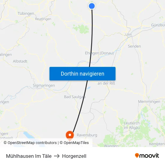 Mühlhausen Im Täle to Horgenzell map