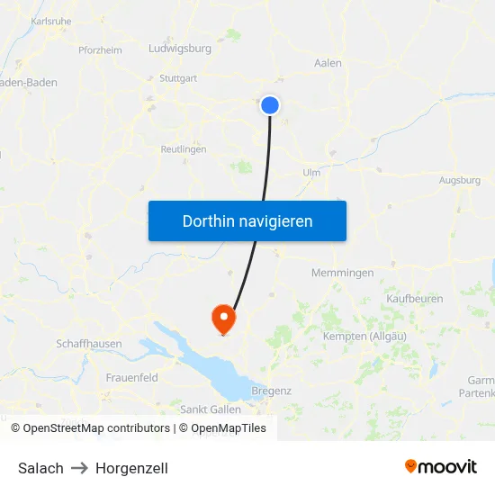 Salach to Horgenzell map