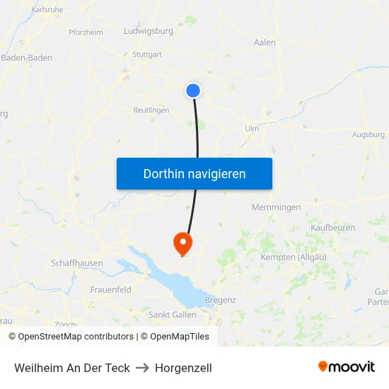 Weilheim An Der Teck to Horgenzell map