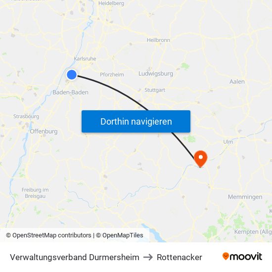 Verwaltungsverband Durmersheim to Rottenacker map