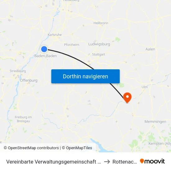 Vereinbarte Verwaltungsgemeinschaft Rastatt to Rottenacker map
