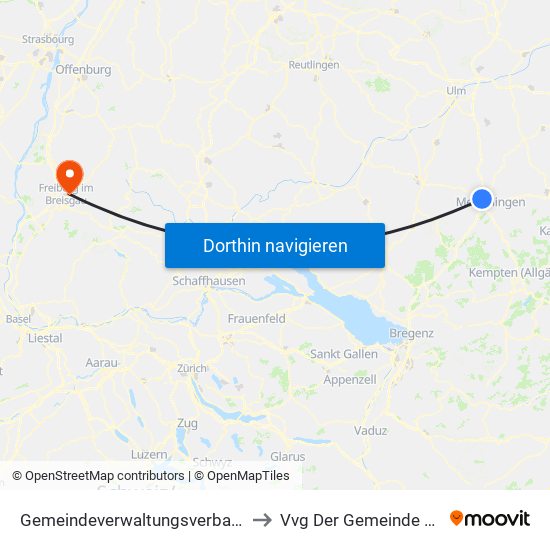Gemeindeverwaltungsverband Rot-Tannheim to Vvg Der Gemeinde Gundelfingen map