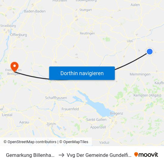 Gemarkung Billenhausen to Vvg Der Gemeinde Gundelfingen map
