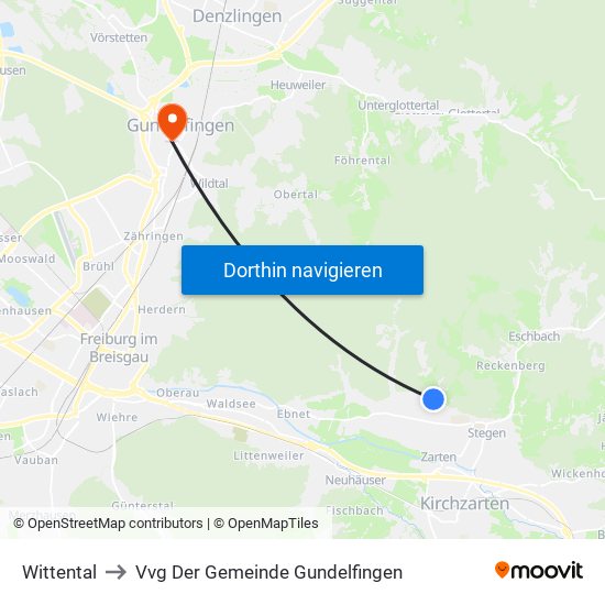 Wittental to Vvg Der Gemeinde Gundelfingen map