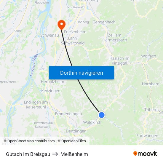 Gutach Im Breisgau to Meißenheim map