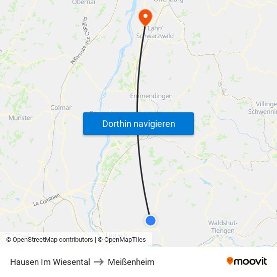 Hausen Im Wiesental to Meißenheim map