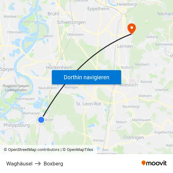 Waghäusel to Boxberg map