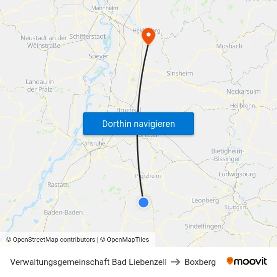 Verwaltungsgemeinschaft Bad Liebenzell to Boxberg map