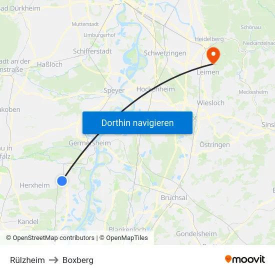 Rülzheim to Boxberg map