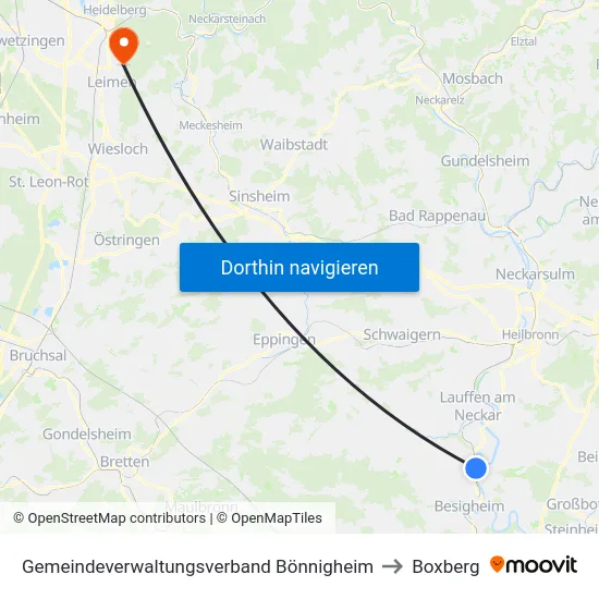 Gemeindeverwaltungsverband Bönnigheim to Boxberg map