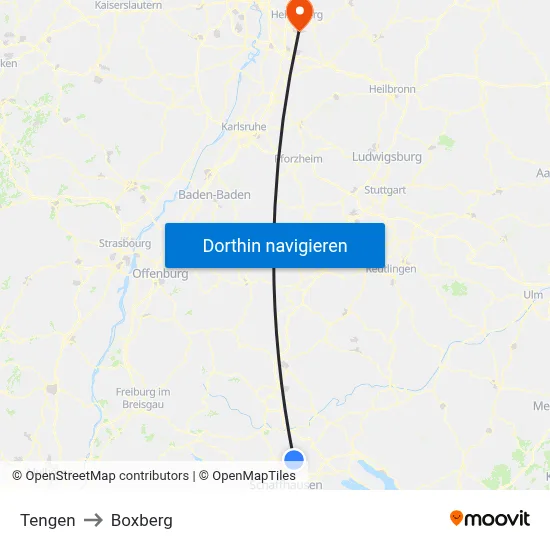 Tengen to Boxberg map