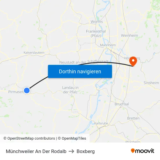 Münchweiler An Der Rodalb to Boxberg map
