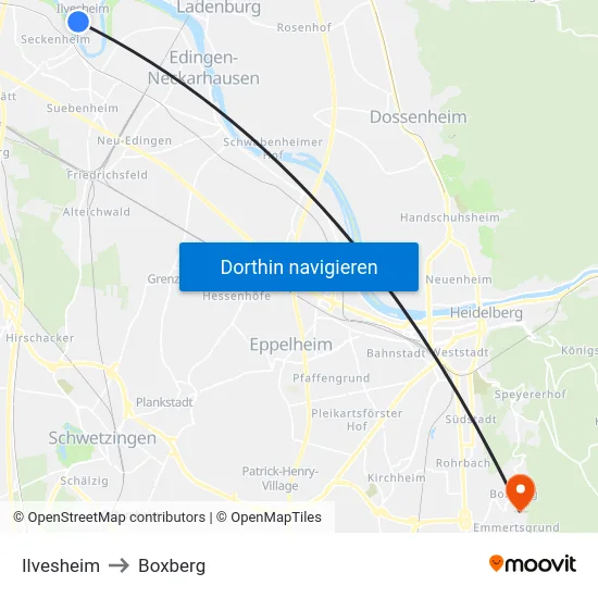 Ilvesheim to Boxberg map