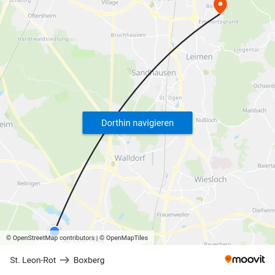St. Leon-Rot to Boxberg map