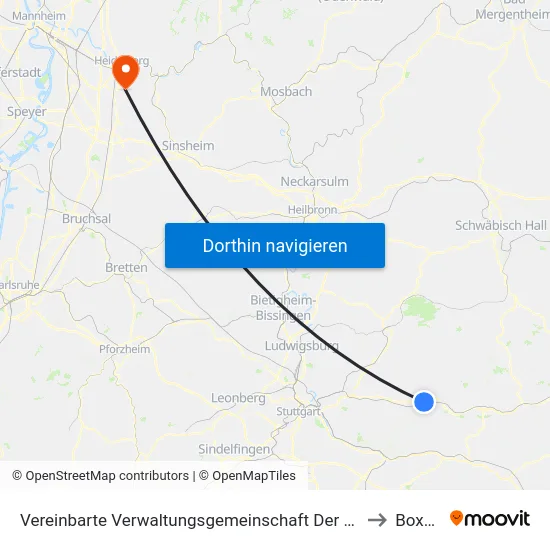 Vereinbarte Verwaltungsgemeinschaft Der Stadt Schorndorf to Boxberg map