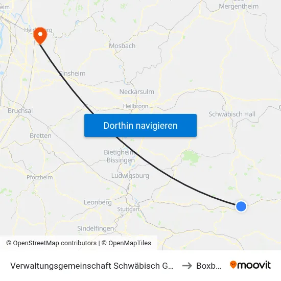 Verwaltungsgemeinschaft Schwäbisch Gmünd to Boxberg map