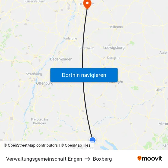 Verwaltungsgemeinschaft Engen to Boxberg map