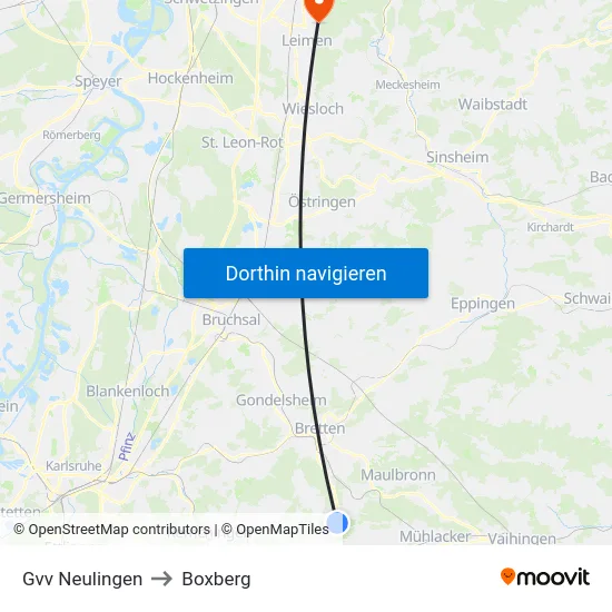 Gvv Neulingen to Boxberg map