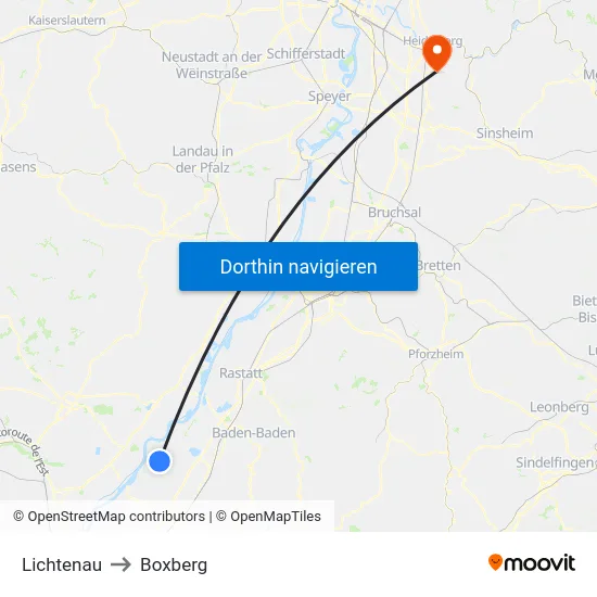 Lichtenau to Boxberg map